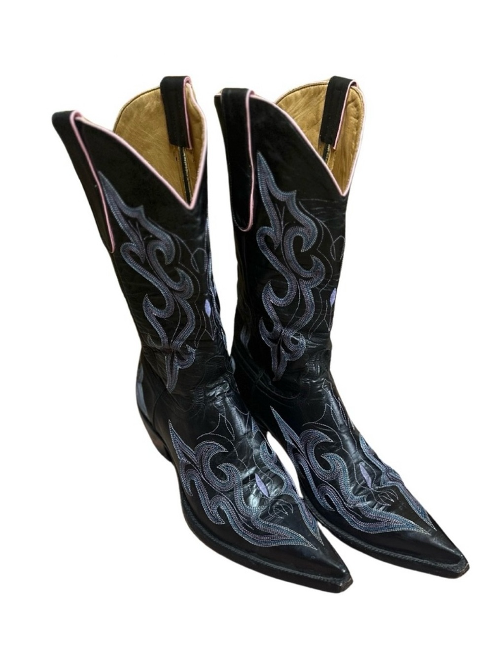 Old Gringo Black Pink Baby Blue Embroidered Cowboy Boots 8.5